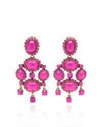 Oscar de la Renta | Shocking Pink Iconic Opaque Cabochon Drop Earring | Lyst