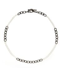 Slane | Metallic 3mm4mm White Freshwater Pearl Sterling Silver Link Necklace | Lyst