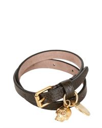 Alexander McQueen | Metallic Double Wrap Skull Pendant Leather for Men | Lyst