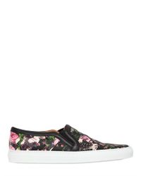 Givenchy | Black Floral Leather Slip On Sneakers for Men | Lyst