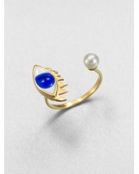 Delfina Delettrez | Metallic Freshwater White Pearl Enamel Eye Ring | Lyst