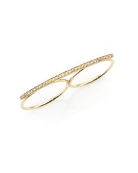 Jacquie Aiche | Metallic Diamond & 14K Gold Two-Finger Bar Ring | Lyst