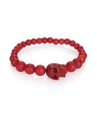 Alexander McQueen | Red Beaded Skull Bracelet for Men | Lyst