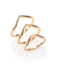 ABS By Allen Schwartz | Metallic Chevron Band Ring Set | Lyst