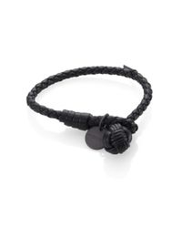 Bottega Veneta | Black Intrecciato Leather Thin Wrap Bracelet | Lyst