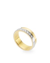 Janis Savitt | Metallic Gold with White Diamond Band Ring | Lyst
