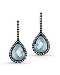 Anne Sisteron - 14kt Yellow Gold Blue Topaz Diamond Rose Cut Earrings - Lyst