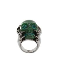 Alexander McQueen | Green Claw Skull Ring | Lyst