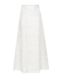 Giamba | White Floral Wool And Organza Long Skirt | Lyst