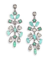 Alexis Bittar | Elements Moonlight Amazonite, Green Chalcedony & Crystal Spur Lace Chandelier Earrings | Lyst