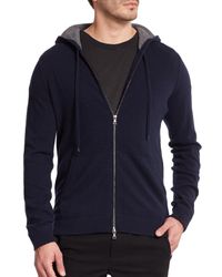 Vince | Blue Cashmere Zip-front Hoodie for Men | Lyst