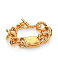 Michael Kors | Metallic Padlock Logo Plaque Curb Chain Bracelet | Lyst