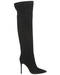 Gianvito Rossi | Black 100mm Suede Knee High Boots | Lyst