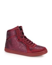 Gucci | Purple Coda Crystal Studded High-top Sneakers | Lyst