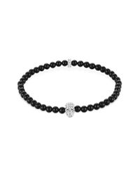 Northskull - Black Onyx W/silver & Clear Crystal Micro Skull Bracelet for Men - Lyst