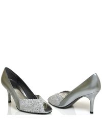 Stuart Weitzman | Metallic Open Toe Pump | Lyst