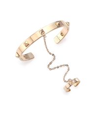 Valentino | Metallic Rockstud Chained Cuff Bracelet & Ring Set | Lyst