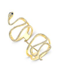 Anne Sisteron - 14kt Yellow Gold Blue Sapphire Diamond Snake Connector Ring - Lyst