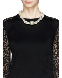 Kenneth Jay Lane | White Glass Pearl Pendant Multi Tier Necklace | Lyst