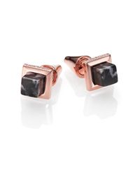 Eddie Borgo | Black Zebra Jasper Small Cube Stud Earrings | Lyst