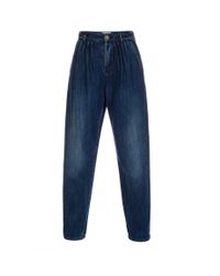 Paul Smith | Blue Women's Pleat-front Washed Denim Jeans | Lyst