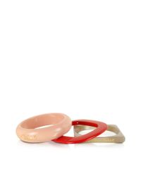 See By Chloé - Pink Opalin And Plain Resin Trio Bangles - Lyst