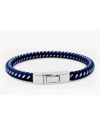 Tateossian | Stenyl Bracelet In Blue Nylon And Steel Wire With Silver Clasp for Men | Lyst