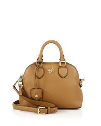 Tory Burch | Brown Robinson Mini Pebbled Leather Dome Satchel | Lyst