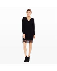 Club Monaco | Black Maraie Lace Hem Sweater Dress | Lyst