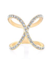 Anne Sisteron - Metallic 14kt Yellow Gold Diamond Curved X Ring - Lyst