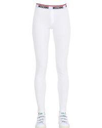 Moschino | White Ribbed Cotton Leggings | Lyst