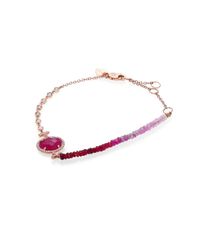Meira T | Pink Ruby, Diamond & 14K Rose Gold Ombre Beaded Bracelet | Lyst