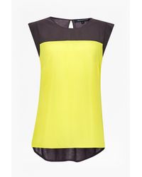 French Connection | Yellow Polly Plains Colour Block Top | Lyst