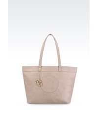 Armani Jeans | Natural Logo-Embossed Faux-Leather Shopper | Lyst
