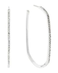 Michael Kors | Silver Small Square Pave Hoop Earrings | Lyst