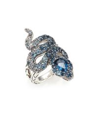 John Hardy | Blue Legends Cobra Semi-precious Multi-stone, Diamond & Sterling Silver Ring | Lyst