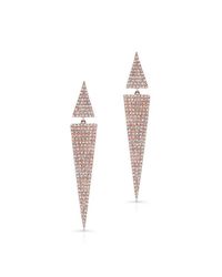 Anne Sisteron - Pink 14kt Rose Gold Diamond Double Triangle Earrings - Lyst