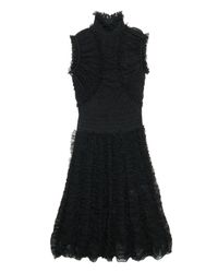 Alexander McQueen Ruched Lace High-neck Dress in Black - Lyst