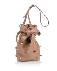 Jimmy Choo | Natural Eve Studded Leather Bucket Bag | Lyst