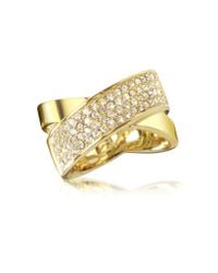 Michael Kors | Metallic Golden Brass And Crystal Pave Women's Ring | Lyst