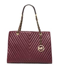 MICHAEL Michael Kors | Red Susannah Large Quilted Leather Satchel | Lyst