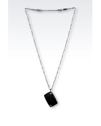 Emporio Armani | Metallic Men's Stainless Steel And Black Marble Dog Tag Necklace for Men | Lyst