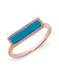 Anne Sisteron - Blue 14kt Rose Gold Turquoise Diamond Bar Ring - Lyst
