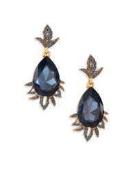 Oscar de la Renta | Blue Pear Crystal Clip-on Drop Earrings/navy | Lyst