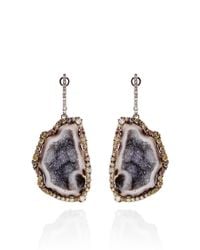 Kimberly Mcdonald | Purple One Of A Kind Geode and Natural Color Diamond Lever Back Earrings | Lyst