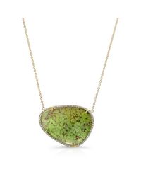 Anne Sisteron - 14kt Yellow Gold Blood Stone Diamond Organic Shape Necklace - Lyst