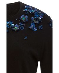 Zac Posen | Black Cotton Cashmere Embroidered Sweater | Lyst