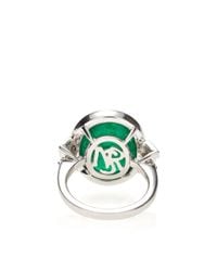 Nina Runsdorf | Green One Of A Kind 18K White Gold Ring With Emerald Cabochon Center Stone | Lyst