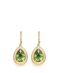 CZ by Kenneth Jay Lane | Green 'pego' Cubic Zirconia Pavé Teardrop Earrings | Lyst
