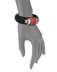 Alexis Bittar | Black Cubist Lucite & Crystal Deco Punk Baguette Barrel Bangle Bracelet | Lyst